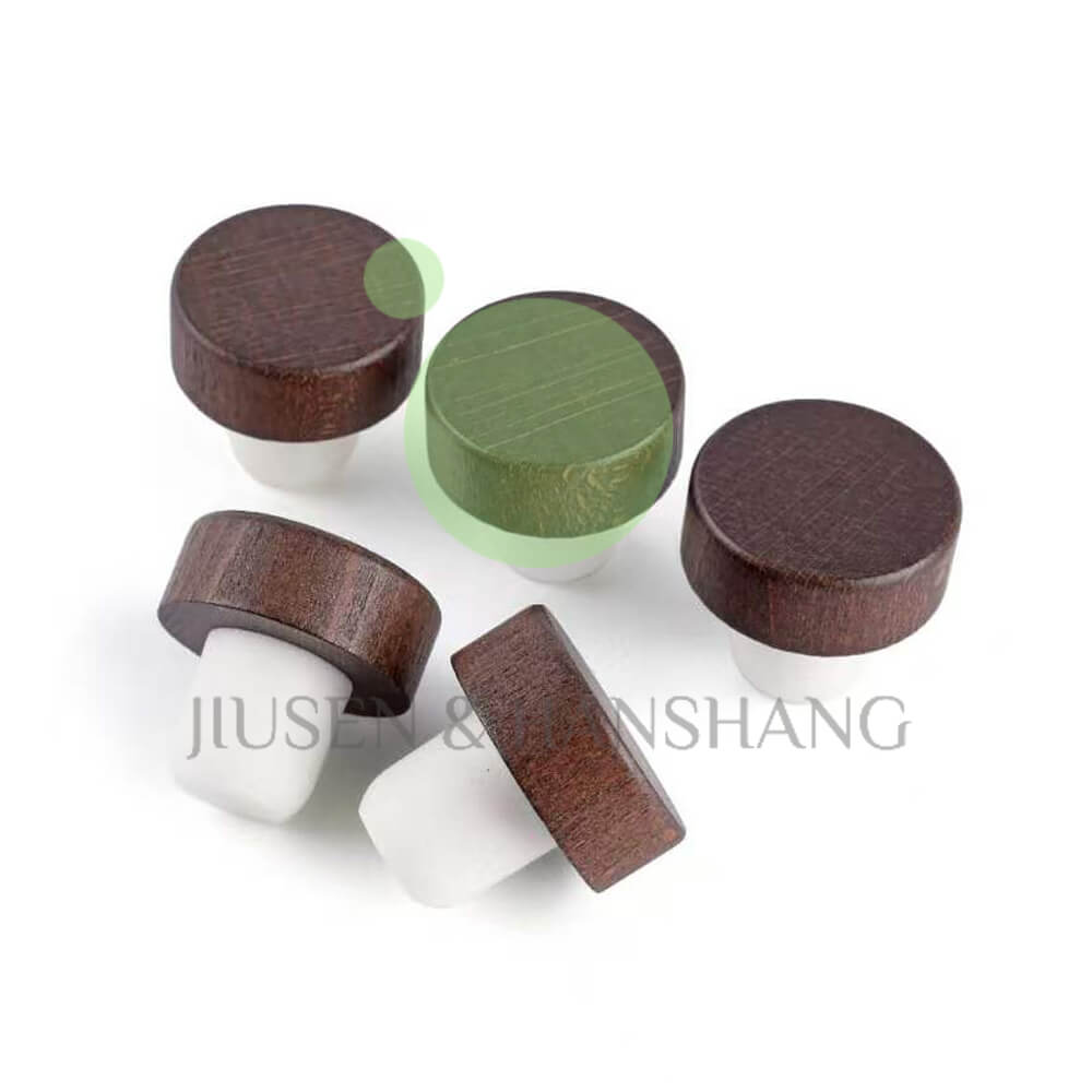 Solid wood cap with composite stopper