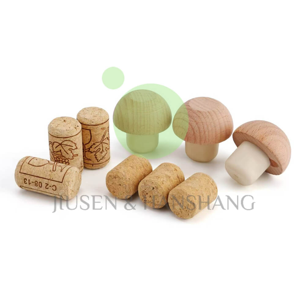 Solid wood cap with cork pressed stoppe