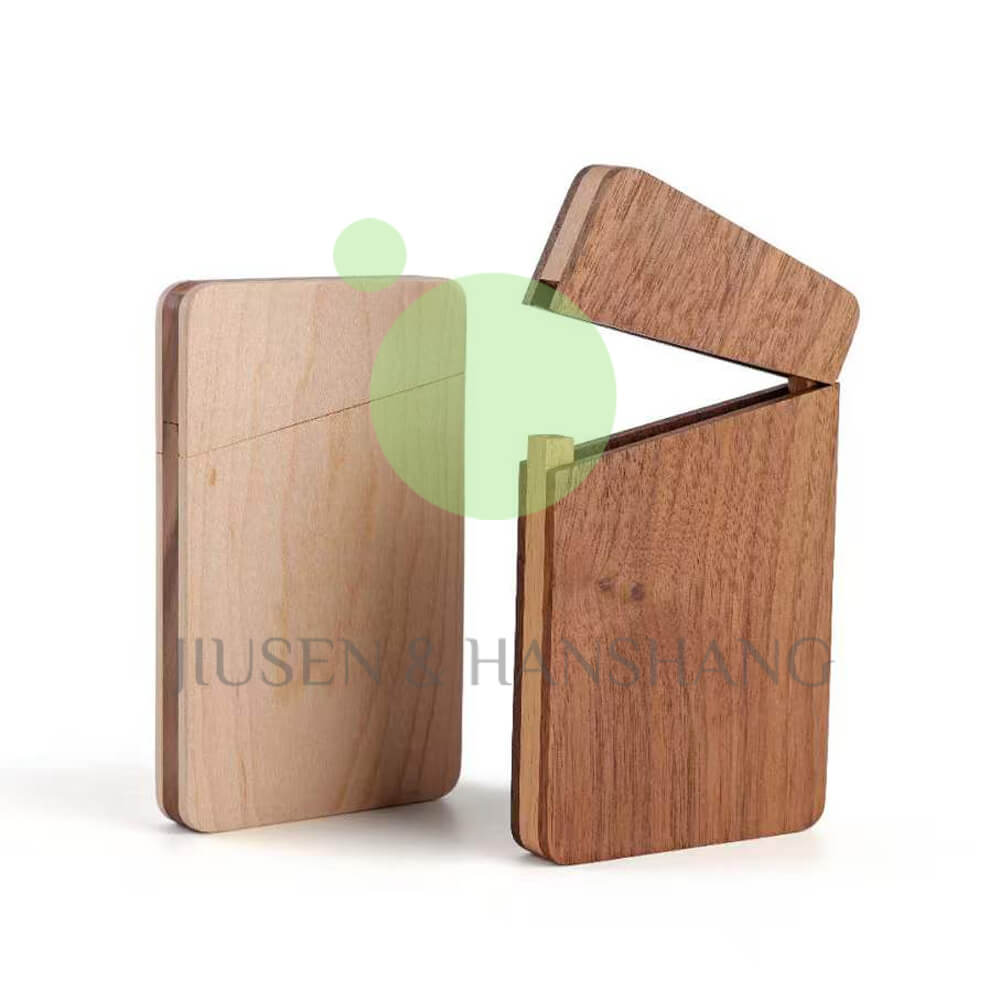Solid wood business card holder