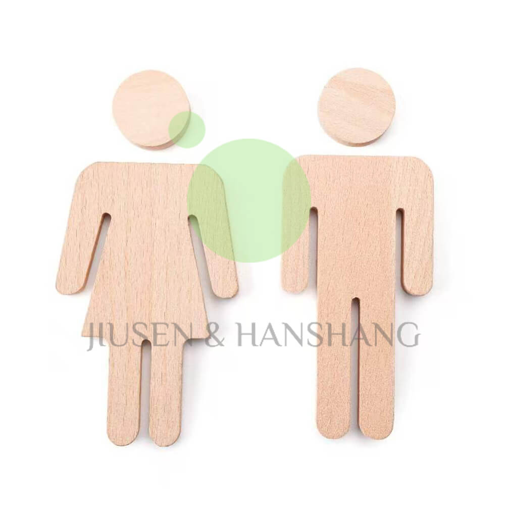 Solid wood toilet sign