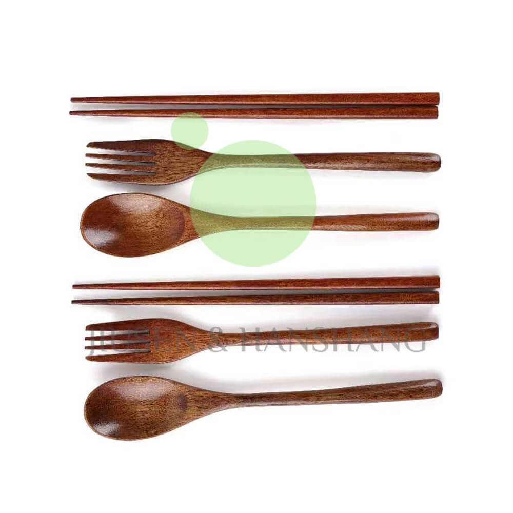 Solid wood chopsticks, forks and spoons